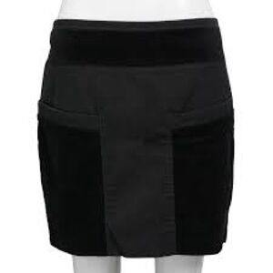 Vintage Helmut Lang Corduroy and Leather Black Mini Skirt Size L